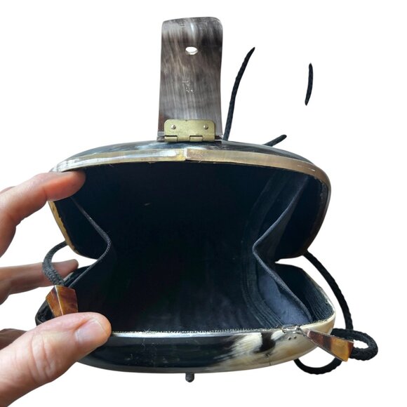 Vintage Horn Clutch Shoulder Bag 5.5x3.5 x2 With 17” Handle Drop Purse Clutch - Picture 5 of 11